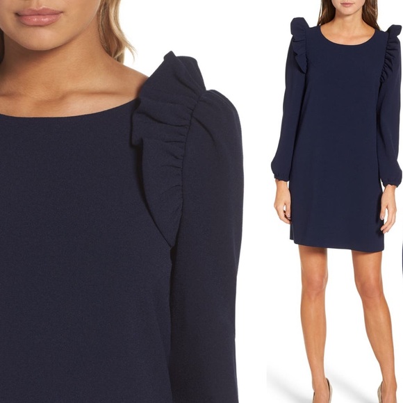 Shoulder Ruffle Shift Dress - Picture 2 of 12